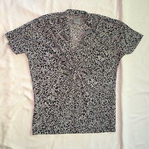 Nine West Funky Black and White Pattern Blouse